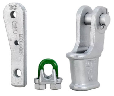 G-6419 - Green Pin Open Wedge Socket CP With Longer Wedge, Wire Rope Clip and Cotter Pin