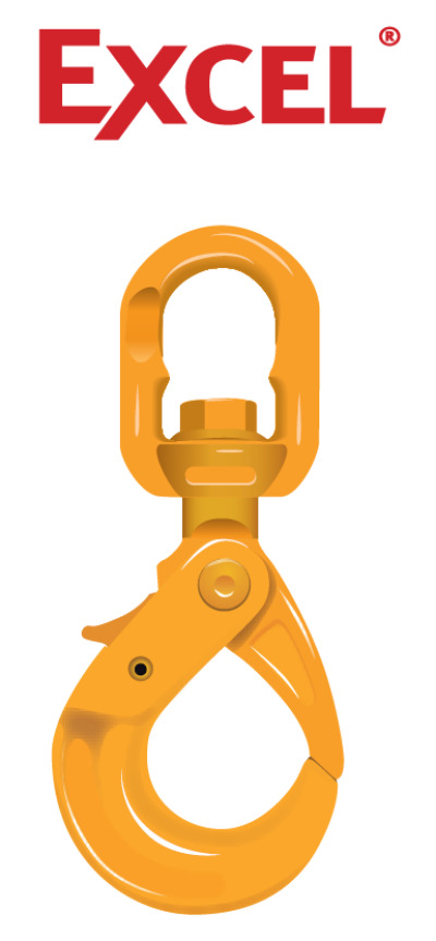 XLE - Green Pin Swivel Self Locking Hook SE EN1677-3 GR8, Grade 8