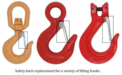Safety latch for Green Pin and Excel hooks