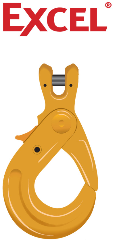 XLC - Green Pin Clevis Self Locking Hook EN1677-3 CL GR8, Grade 8